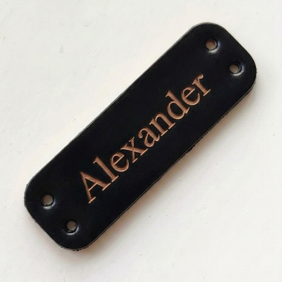 Himalayan black leather tag
