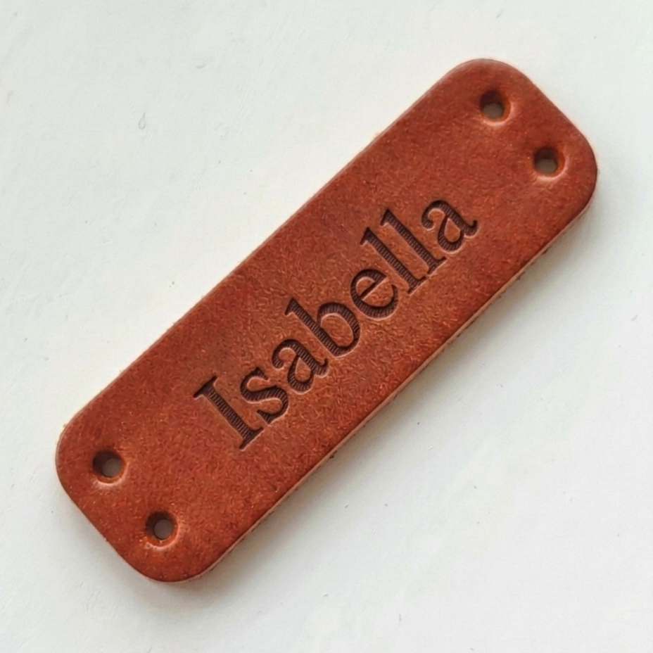 dark brown leather tag